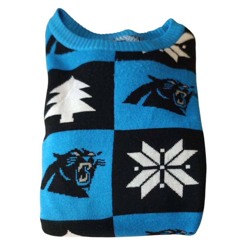 Carolina Panthers NFL Team Apparel Sweater Christmas  Snowflakes Womens Size XXL
